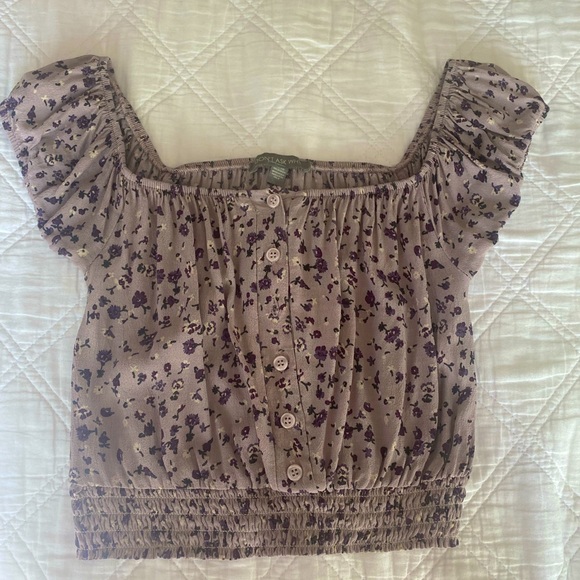 Purple floral off the shoulder top - Picture 2 of 4